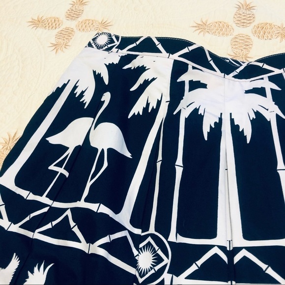 TALBOTS Pleated Flamingo Skirt Navy White - Picture 5 of 8